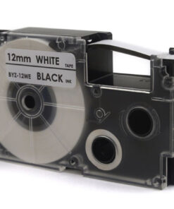 Taśma JetWorld Zamiennik Casio Czarny na Białym 12mm x 8m (PT-12WE1