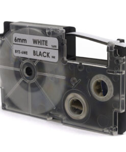 Taśma JetWorld Zamiennik Casio Czarny na Białym 6mm x 8m (PT-6WE1
