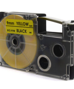 Taśma JetWorld Zamiennik Casio Czarny na Żółtym 9mm x 8m (PT-9YW1