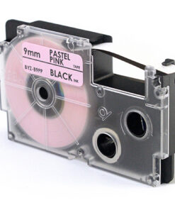 Taśma JetWorld Zamiennik Casio Czarny na Pastelowo Różowym 9mm x 8m (XR-B9PP
